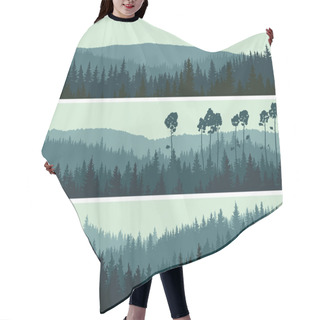 Personality  Horizontal Banners Of Hills Coniferous Wood. Hair Cutting Cape