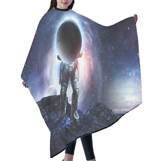 Personality  Spaceman Carrying His Mission. Mixed Media Hair Cutting Cape