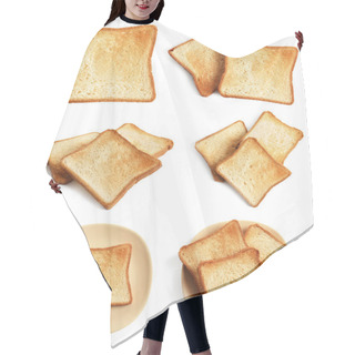 Personality  Set Of Toast Bread Slices On White Background Hair Cutting Cape