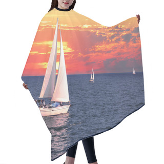 Personality  Sailboat Sailing On A Calm Evening With Dramatic Sunset Hair Cutting Cape