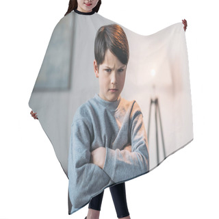 Personality  Offended Boy With Crossed Arms Hair Cutting Cape