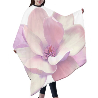 Personality  Vector Illustration Of A Tender Pink Magnolia Flower Isolated On White Background Hair Cutting Cape