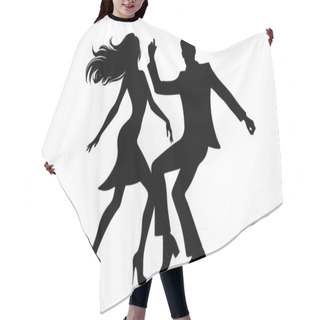 Personality  Disco Couple Dancing Silhouette. Vector Illustration Hair Cutting Cape