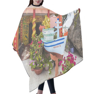 Personality  Wooden Boat At Dinh Cau Temple Hair Cutting Cape