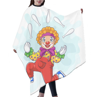 Personality  Cartoon Funny Clown Showing Juggling Hair Cutting Cape