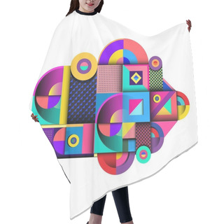 Personality  Trendy Curvy Geometric Memphis Elements Colorful Design. Retro 90s Style Texture, Pattern And Elements. Modern Abstract Culture Background Design And Cover Template. Hair Cutting Cape