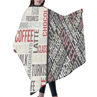 Personality  Coffee Pattern With Text In Retro Style, Coffee Words Pattern Hair Cutting Cape