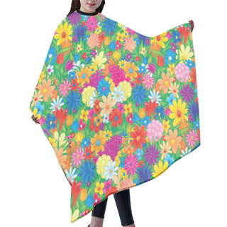 Personality  Colorful And Crowded Spring Flowers Hair Cutting Cape
