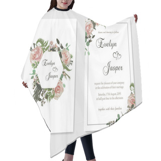 Personality  Set For Wedding Invitation, Greeting Card, Save Date, Banner. Fl Hair Cutting Cape