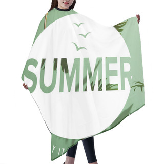 Personality  Fresh Tropical Green Leaves On Green Background With Summer Illustration  Hair Cutting Cape