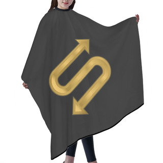 Personality  Arrow With Two Points In S Shape Gold Plated Metalic Icon Or Logo Vector Hair Cutting Cape
