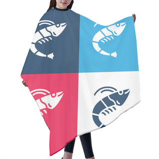 Personality  Animal Blue And Red Four Color Minimal Icon Set Hair Cutting Cape