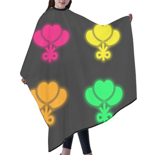 Personality  Balloons Four Color Glowing Neon Vector Icon Hair Cutting Cape
