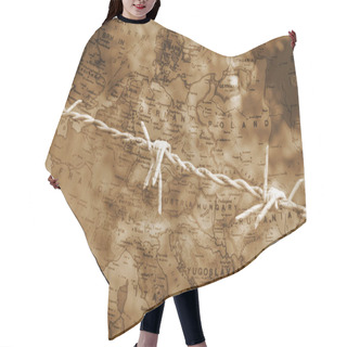 Personality  Barbed Wire Over Map Of Europe Sepia Hair Cutting Cape