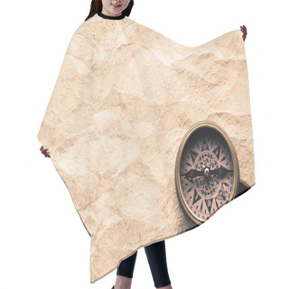 Personality  Top View Of Navigation Compass On Blank Crumpled Paper Hair Cutting Cape