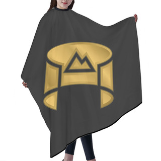 Personality  360 View Gold Plated Metalic Icon Or Logo Vector Hair Cutting Cape