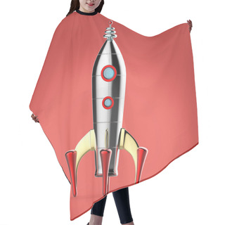 Personality  Vintage Colorful Rocket Spaceship With Riveted Body And Two Windows Symbol Of Successful Business Start Up Render Isolated Retro Technology Style Hair Cutting Cape