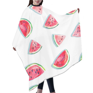 Personality  Seamless Fresh Juicy Ripe Watermelon Slices Pattern Hair Cutting Cape