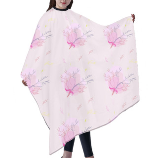 Personality  Seamless Pattern With Light Rose Herbs Ang Ribbon Hair Cutting Cape