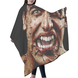 Personality  Spooky Scary Man With Aged Cracked Peeling Skin Hair Cutting Cape
