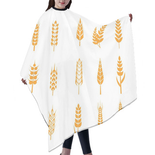 Personality  Wheat Ears Icons Set. Ear And Organic Wheat Hair Cutting Cape