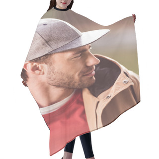 Personality  Young Bearded Man Traveler  Hair Cutting Cape