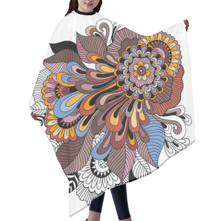 Personality  Beautiful Doodle Art Floral Composition. Tattoo Flower Template. Doodle Floral Drawing. Zentangle Floral Ornament Hair Cutting Cape