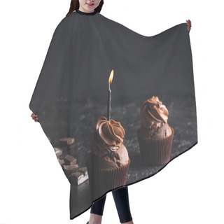 Personality  Chocolate Cupcake With Candle Hair Cutting Cape
