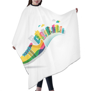 Personality  Vector Poster - Running, Sport Shoe And The City Hair Cutting Cape