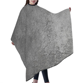 Personality  Retro Stone Concrete Dark Gray Background With Old Absolete Scuffs And Black Splashes. Grungy Paint Textured Floor Or Wall Cement Texture In The Grunge Style. Space For Text Hair Cutting Cape