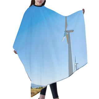 Personality  Aerogenerator Windmills In A Row In Blue Sky Hair Cutting Cape