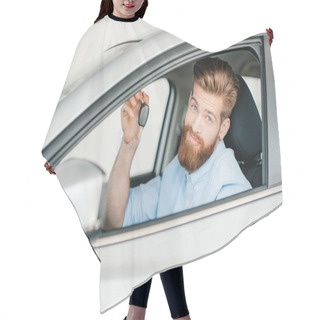 Personality  Man Sitting In New Car  Hair Cutting Cape