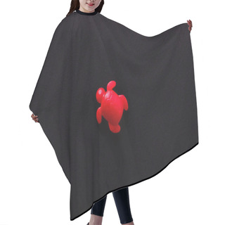 Personality  Top View Of Bright Red Plastic Turtle Isolated On Black Hair Cutting Cape