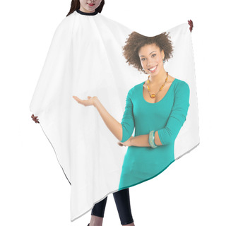 Personality  Portrait Of Happy Woman Who Has Hair Cutting Cape