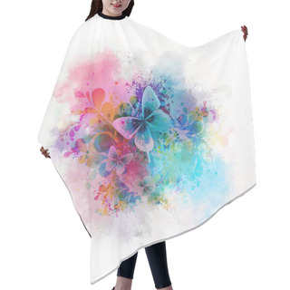 Personality  Colorfull Butterflies In Splashes Hair Cutting Cape