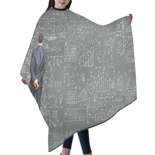 Personality  Business Person Against The Blackboard Hair Cutting Cape