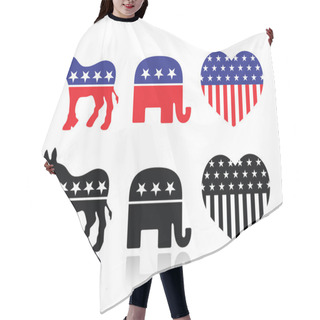 Personality  USA Political Parties Symbols: Democrats And Repbublicans Hair Cutting Cape