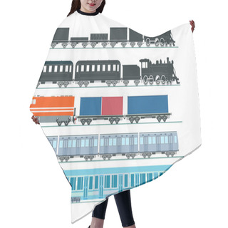 Personality  Express Train Freight Train Steam Locomotive, Railroad Car. Freight, Set - Vector Illustration Hair Cutting Cape
