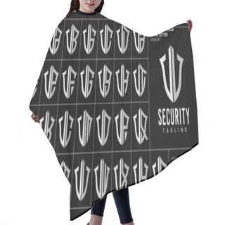 Personality  Set Of Technology Shield Letter V VV Logo Design Hair Cutting Cape