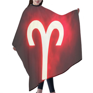 Personality  Red Illuminated Aries Zodiac Sign With Smoke On Background Hair Cutting Cape