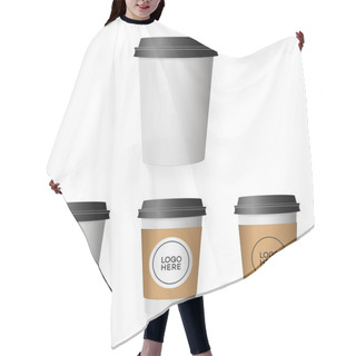 Personality  Coffee Paper Cup Template Set With Place Your Logo Isolated On Background Use For Your Corporate Identity Design Brand Coffee Shop, Coffee House, Restaurant, Cafe And Other. Vector Illustration Hair Cutting Cape