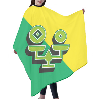 Personality  Balance Green And Yellow Modern 3d Vector Icon Logo Hair Cutting Cape