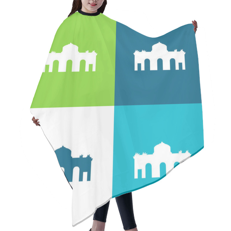 Personality  Alcala Gate Spain Flat Four Color Minimal Icon Set Hair Cutting Cape