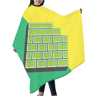 Personality  Brickwall Green And Yellow Modern 3d Vector Icon Logo Hair Cutting Cape