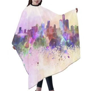 Personality  Detroit Skyline In Watercolor Background Hair Cutting Cape