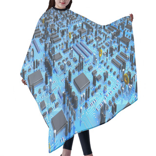 Personality  Fantasy Circuit Board.  3d Illustration Hair Cutting Cape