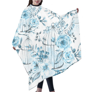 Personality  Cute Watercolor Natural Floral Seamless Pattern With White Rose, Hair Cutting Cape