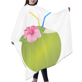 Personality  Exotic Coconut Cocktail With White Wallpaper. Vector Illustration Hair Cutting Cape