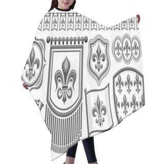 Personality  Vector Fleur De Lis Set, Horizontal Banner With Collection Of Isolated Illustrations Of Diverse Black And White Fleur De Lis Flourishes, Seamless Garland, Group Of Vintage Decorative Design Elements Hair Cutting Cape
