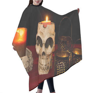 Personality  Day Of The Dead Skull & Candles Hair Cutting Cape